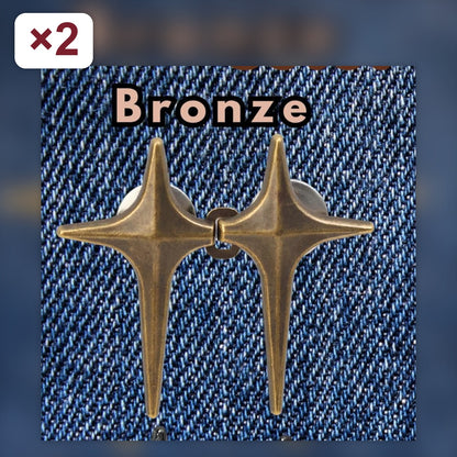 Two sets of bronze four-point star no-sew waist tightener pins