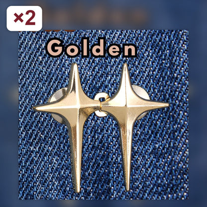 Two sets of golden four-point star no-sew waist tightener pins