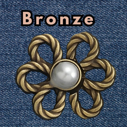 Bronze pearl flower no-sew waist adjuster clip, 1 set