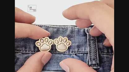 No Sew Waist Adjusters for Pants, Jeans Waist Tightener 3D Dog Paw, Cat Paw Design