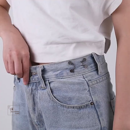 No Sew Waist Adjusters for Pants, Jeans Waist Tightener, Classic Button Design