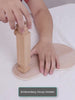 Video showing the beech embroidery stand being assembled by hand in four parts, then a hoop clipped in and stitched two-handed