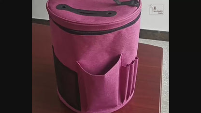 Large Knitting Crochet Yarn Bag with Pockets and Adjustable Shoulder Straps