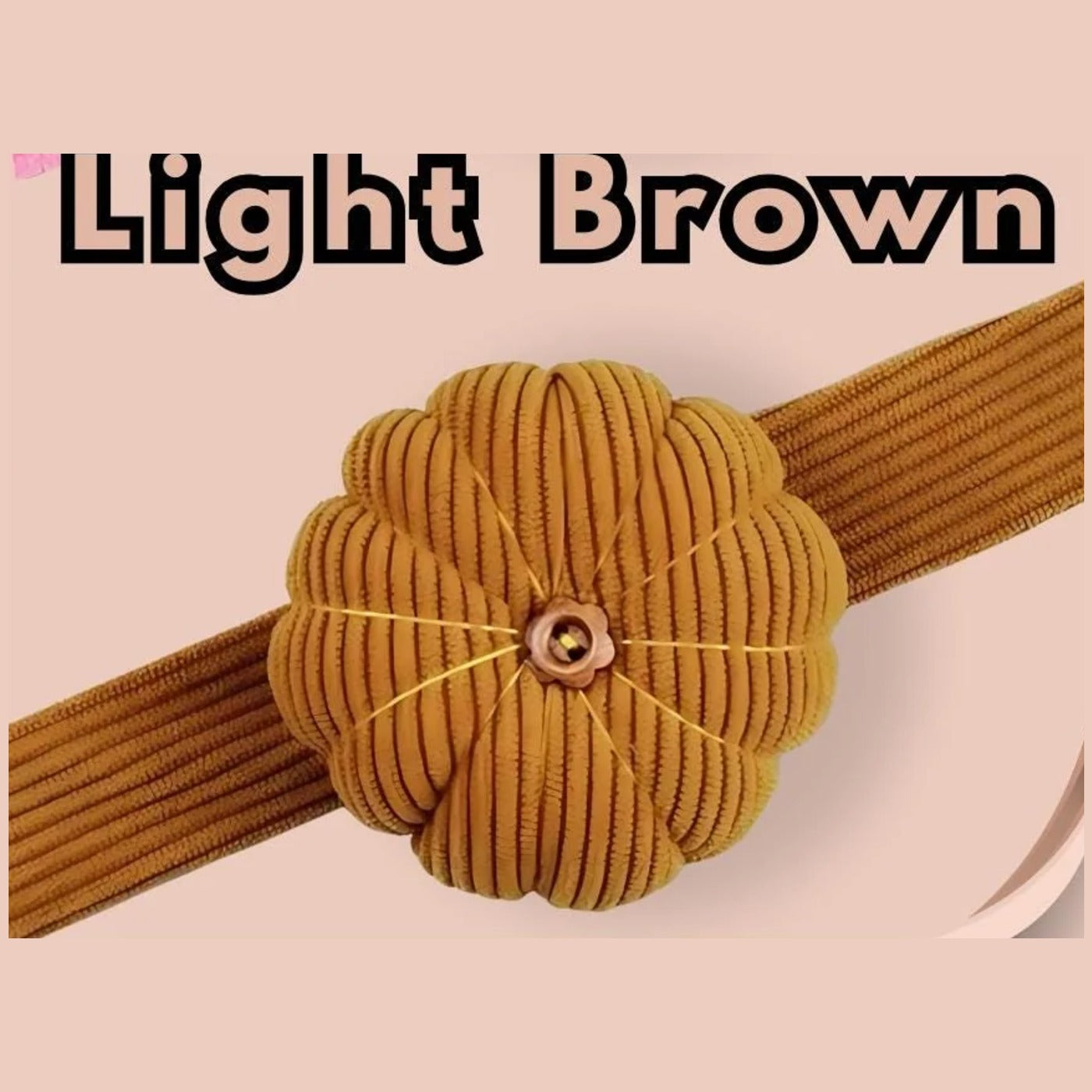 Light brown corduroy pumpkin pin cushion on its matching tan wrist band
