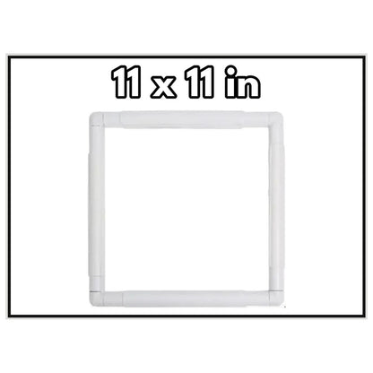 11 x 11 inch square snap embroidery frame in white plastic, frame only, no punch needle