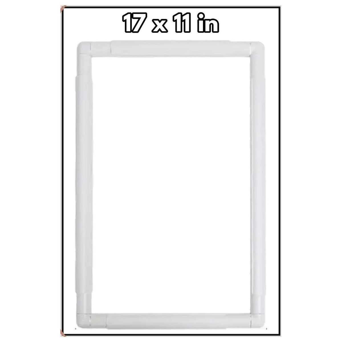 17 x 11 inch rectangular snap embroidery frame in white plastic, frame only, no punch needle