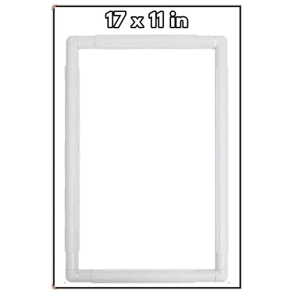 17 x 11 inch rectangular snap embroidery frame in white plastic, frame only, no punch needle