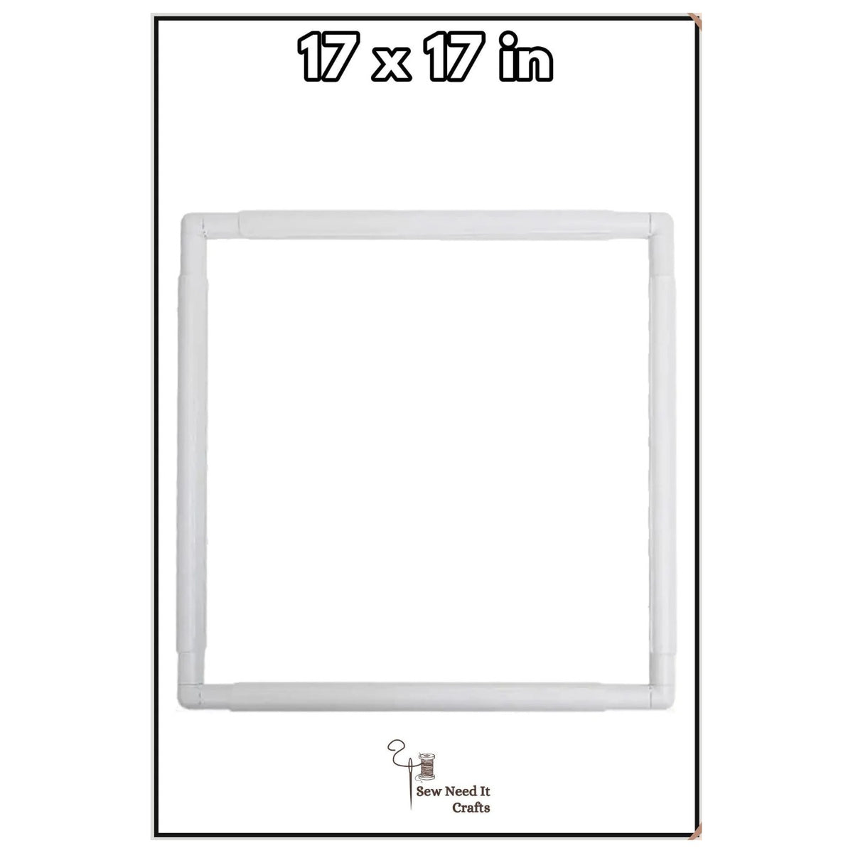 17 x 17 inch square snap embroidery frame in white plastic, frame only, no punch needle