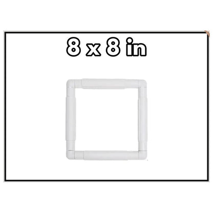 8 x 8 inch square snap embroidery frame in white plastic, frame only, no punch needle
