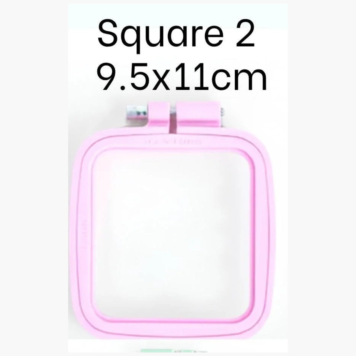 Pink square plastic embroidery hoop, 9.5 x 11 cm